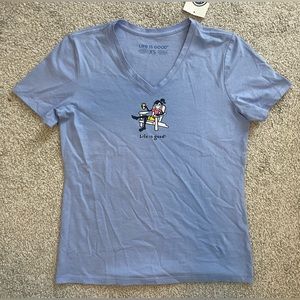 Life Is Good V Neck Graphic Tee